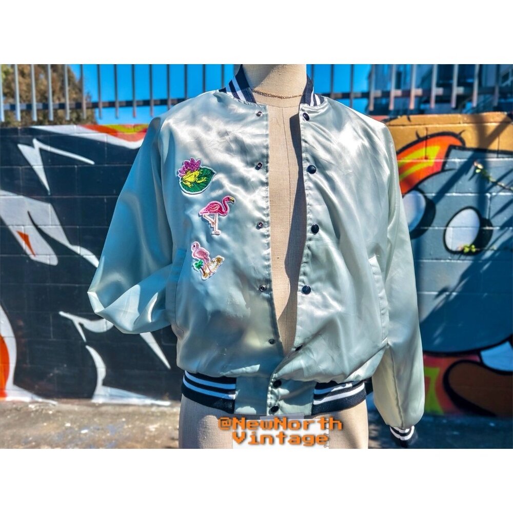 LILYPAD Flamingos Vintage Bomber Jacket Size Small - Custom Flamingo Embroidery